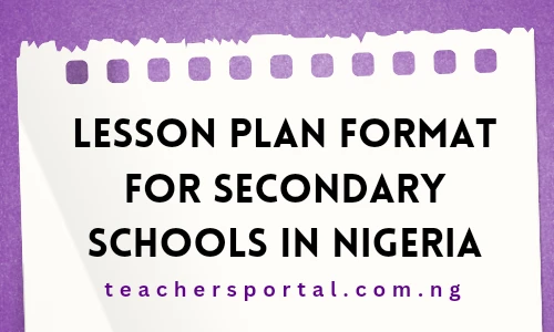 Lesson Plan Format for Secondary Schools in Nigeria Image